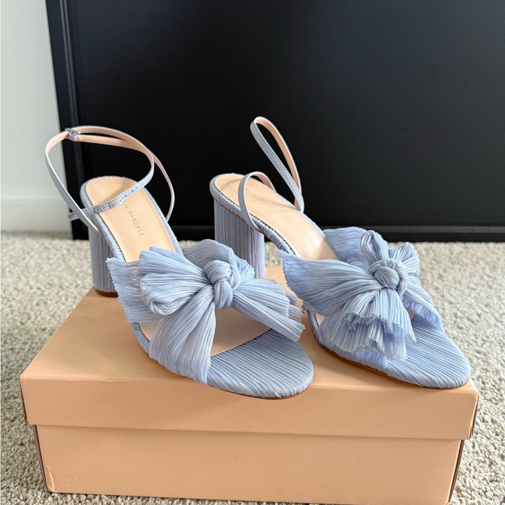 Loeffler Randall Camellia Blue Pleated Bow Heel NWT